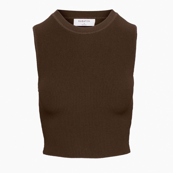 Babaton Tops - Babaton Sculpt Knit Brown Ribbed Top 🤎